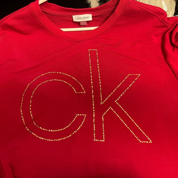 NEW Calvin Klein Red Long Sweater Dress - Picture 3 of 5